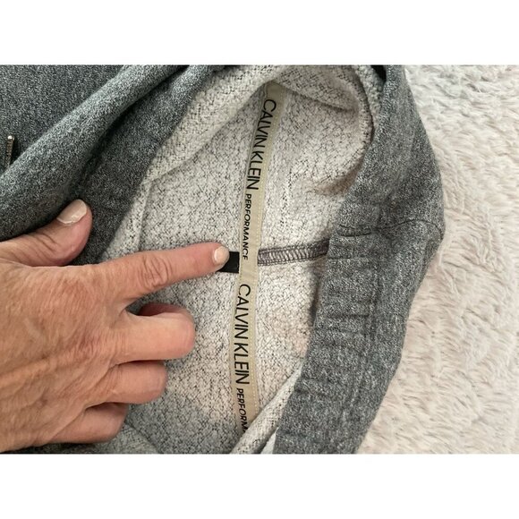 Calvin Klein Performance Gray Pullover Hoodie Sz S Fleece Lined Cozy Athleisure - Picture 6 of 7